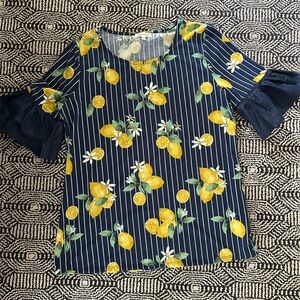 Self Esteem Lemon Print Top-Size XL